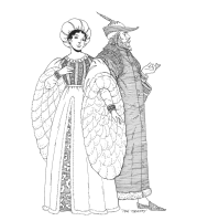 A coloring page of middle ages clothing